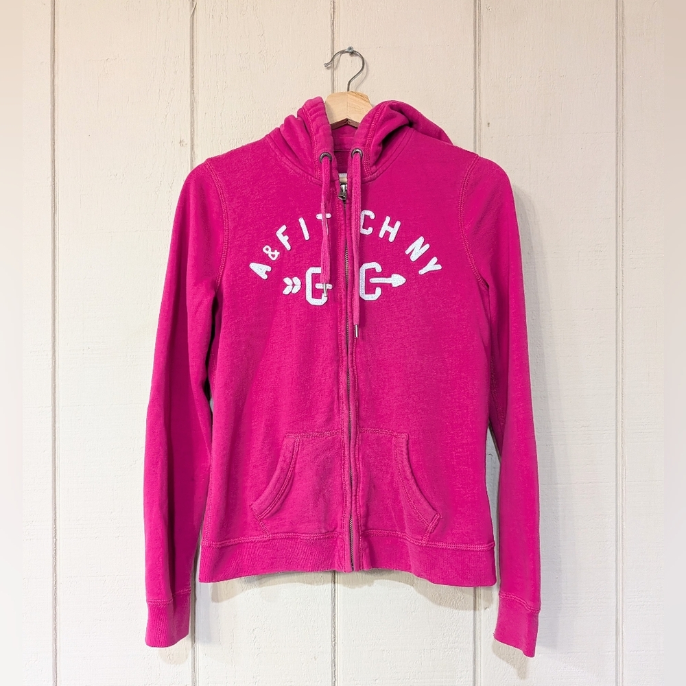 Abercrombie & Fitch Pink Zip-up Hoodie Fitted Y2K
